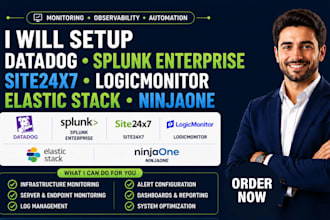 setup datadog splunk enterprise site24x7 logicmonitor elastic stack ninjaone