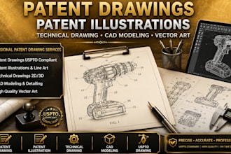 patent drawings patent illustrations technical drawing cad modeling vector art