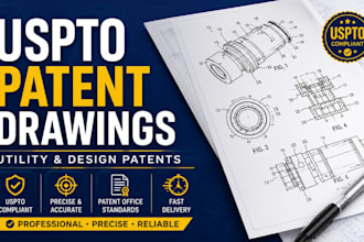 create uspto patent drawings, illustrations for utility and design patents