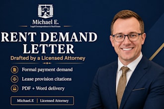 write and sign professional rent demand letter for landlords by a US attorney