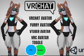 create custom furry vrchat avatar with face tracking fbt sfw fursona 3d model