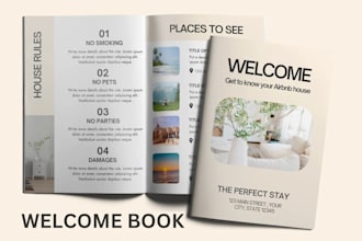 canva property vacation rental guide design welcome book for your airbnb guests