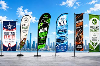 design custom feather, teardrop, flutter, garden, wall and event flags