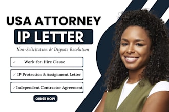 draft an independent contractor agreement, IP protection letter as USA attorney