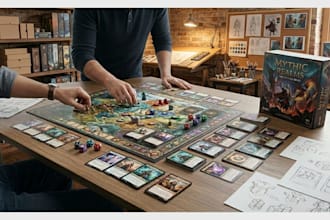 create your board game design, card game artwork and tabletop game box design