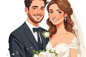 couple portrait wedding portrait illustration