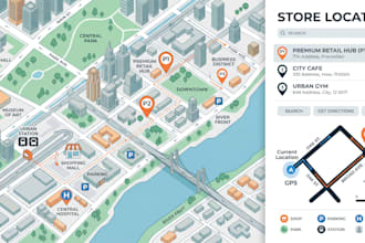 design location maps, business maps, navigation, city map and store locator maps