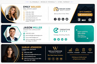 design clickable HTML email signature gmail outlook animated email signature