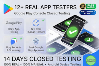 provide 12 real testers for google play console closed testing