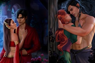 do fantasy romance characte illustration book cover mafia romance illustration