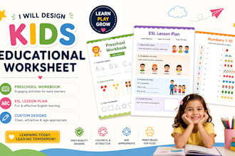 design kids educational worksheet, preschool workbook and esl lesson plan