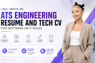 write an ats engineering resume and tech cv for software or IT roles