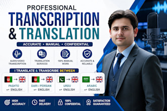 transcribe pashto, dari, urdu, and arabic to english