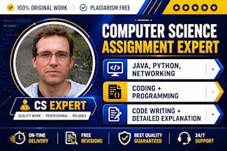 do computer science assigned, java, python programming tasks and projects
