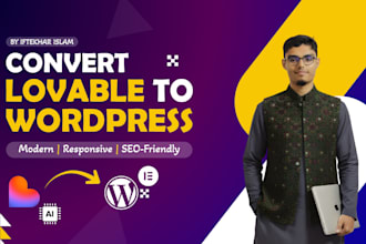 convert lovable websites to SEO friendly wordpress with elementor