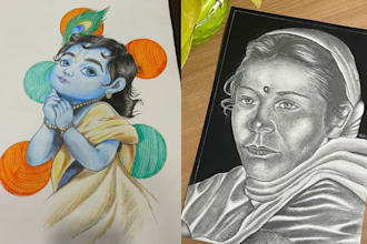 make a colored pencil or marker art on a3