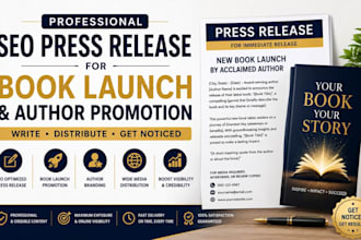 write and distribute SEO press release for book launch and author promotion