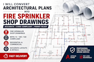 convert architectural plans into fire sprinkler shop drawings