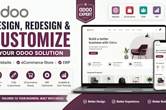design, redesign, customize your odoo website, odoo ecommerce store and odoo erp