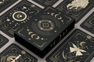 design custom tarot card, zodiac oracle card, dark art vintage art illustration