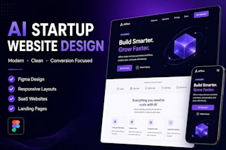design a modern ai startup landing page and saas website in figma