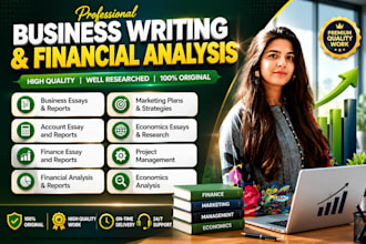 do business writing, accounting, finance, economics analysis, financial report