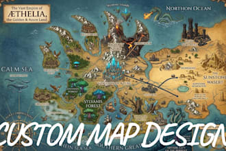 create a detailed dnd fantasy world map rpg with realistic ttrpg illustration