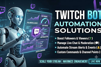 develop a custom twitch bot for moderation, automation and  engagement
