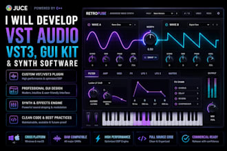 develop vst audio plugin, vst3, gui kit and synth software