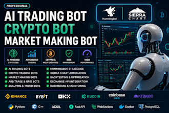develop ai trading bot, crypto bot, market making bot, hummingbot, sierra chart