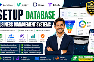 setup lark suite base, visitly bravo take to database business management system