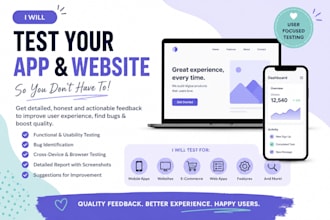 website, app testing, user and qa testing for website review, usability testing