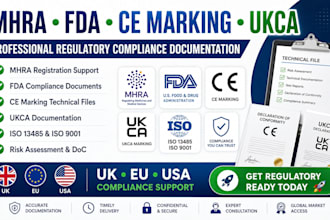 provide mhra, fda, ce marking ukca marking and iso compliance documentation