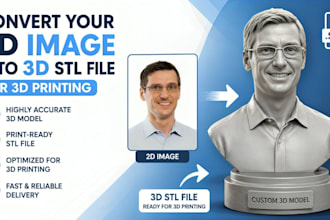 convert your 2d image into 3d stl file for 3d printing