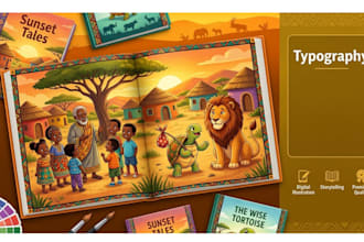 illustrate african folktale children storybooks for KDP