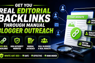 get you real editorial backlinks through manualy blogger outreach