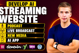 develop ai streaming website podcast live broadcast new media ai app