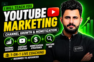 teach you youtube marketing, channel growth and monetization