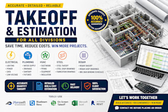provide detailed material takeoff and estimate
