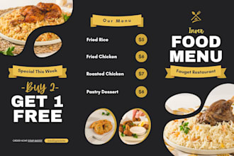 design food menu, restaurant menu, flyer brochure, poster, food catalogue, menu