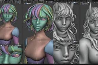 build realistic character, 3d sculpting, anime,  monster modeling in obj files