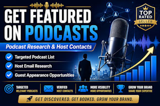 research targeted podcast and find host contact for guest appearances