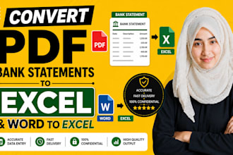 convert bank statement, PDF to excel and word to excel