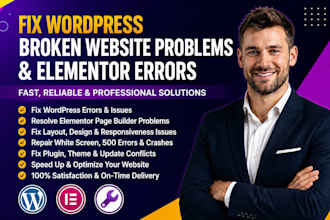 fix wordpress broken website problems and elementor errors