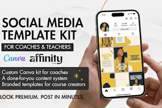 design social media template design, custom canva social media kit for coaches