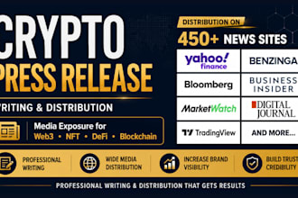crypto press release crypto promotion crypto marketing blockchain distribution