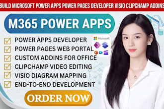 build microsoft power apps power pages developer visio clipchamp addins