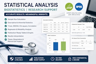perform statistical analysis, biostatistics and sample size calculation
