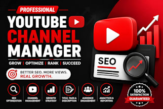 be your youtube channel manager for SEO, uploads and growth