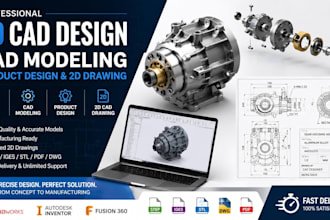 do 3d cad design, cad modeling, product design and 2d cad drawing